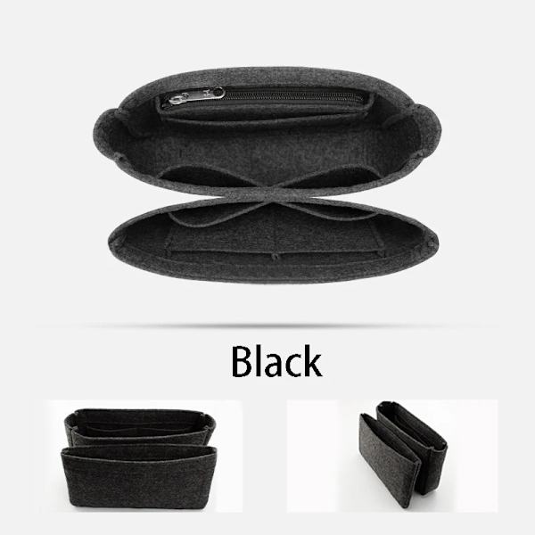 TINBERON Fit For Messenger Bag Inner Bag Förvaring Kosmetisk Bärbar Reseinsats Organizer Stor kapacitet Filt Sminkväska foder Black
