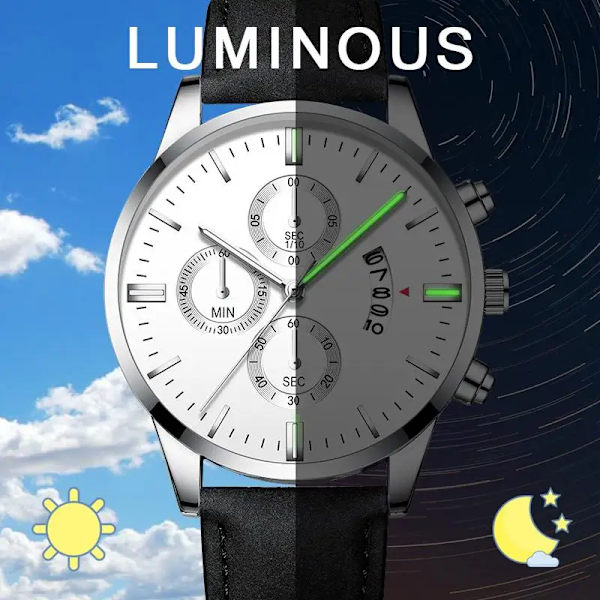Herrklocka Watch Lyx Herrmode Business Quartz Watch Herr Casual Läderarmband Watch för kvinnor silver