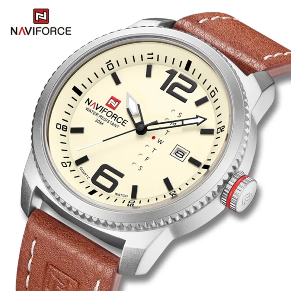 NAVIFORCE Klockor för män Casual Sport Dag- och datumvisning Quartz Armbandsur Stor urtavla Klocka med lysande visare Relogio Masculino SWB