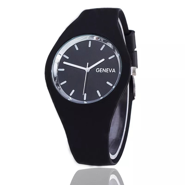 Mode Jelly Watch Kvinnor Casual Genève Sport Klockor reloj mujer Quartz Armbandsur Herrklocka watch hombre Black
