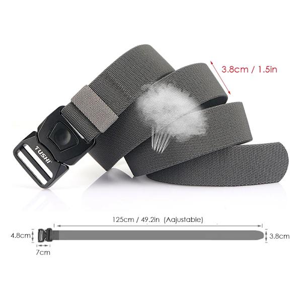 VATLTY 2021 Stretching taktiskt bälte för män Zinklegering Pluggbart spänne Utomhusarbete Vandring Elastiskt bälte Jakttillbehör Dark gray 125cm