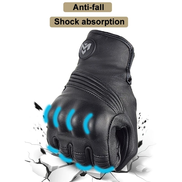 Sommar Andningsbara Äkta Läder Motorcykelhandskar Touch-funktion Guantes Moto Knogskydd Handflata Skydd Män Racing Motocrosshandskar Black-SUOMY M