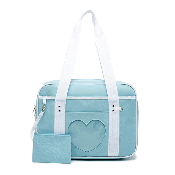 Japansk Preppy Style Rosa Uniform Shoulder Skolväskor för kvinnor Flickor Canvas Stor kapacitet Casual Bagage Handväskor Toes Blue