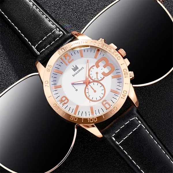 Herrklockor Toppmärke Stor watch Lyx Herr Militärt läderband Quartz Armbandsklockor Gulddesign Manklocka White