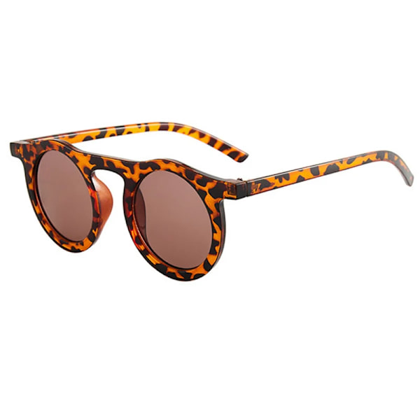 OEC CPO Klassiska runda solglasögon Män Kvinnor Mode Liten ram Solglasögon Kvinnlig plastglasögon Unisex UV400 O626 C9 Leopard-Brown