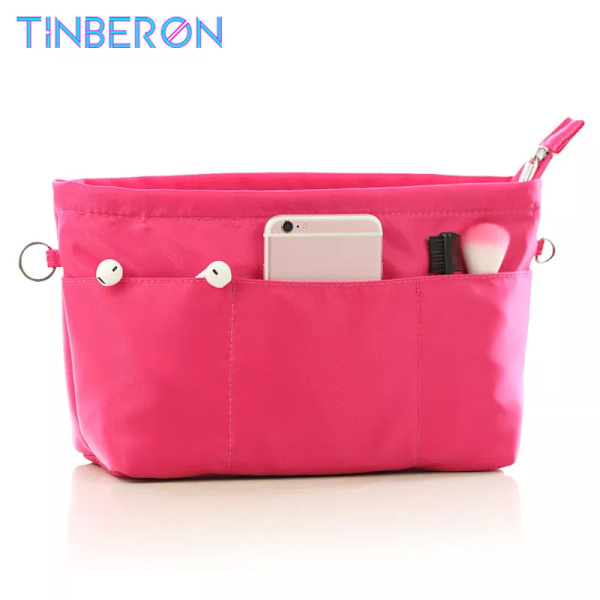 Bag in Bag Organizer TINBERON Handväska Handväska Insats Organizer Stor kapacitet Nylon kosmetikväska Bärbar Finishing Bag Inside Ba Gray M