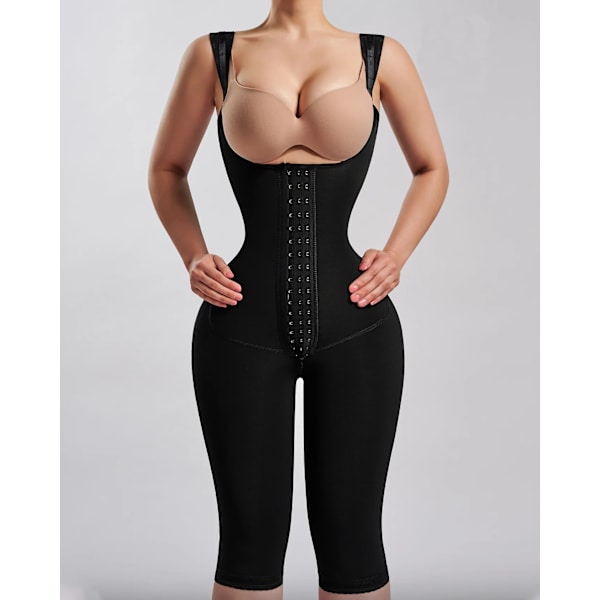 Ny helkroppsformande Faja med dragkedja Slimmande slida Kvinna Platt maggördel Timglas - Knälånga Shapewear Khaki M