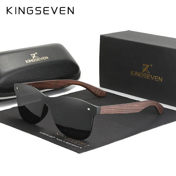 KINGSEVEN Natural Bamboo svärtade solglasögon Polariserade damer för män Eleganta handgjorda träglasögon Oculos Red Original