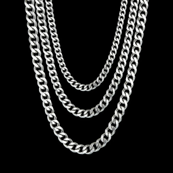 Uzone Basic Punk Rostfritt Stål 3,5,7 mm Curb Cuban Halsband För Män Kvinnor Guld Färg Link Chain Chokers Solid Metal Smycken Gold color 60cm  5mm
