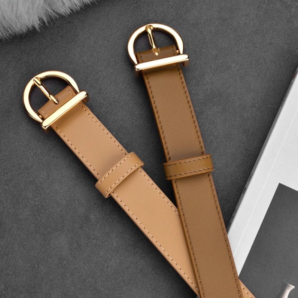 Nya Bälten för Kvinnor Enkelt Läder Guldspänne Matt Bälte Dam Jeans Klänning Byxor Midjeband Lyx Designer Märke Remmar Presenter Khaki 105x2.8 cm