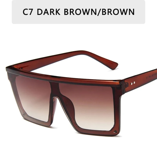 2023 Vintage Man Flat Top Solglasögon Märke Black Square Shades UV400 Gradient Solglasögon För Kvinnor Cool One Piece Designer C7 Other