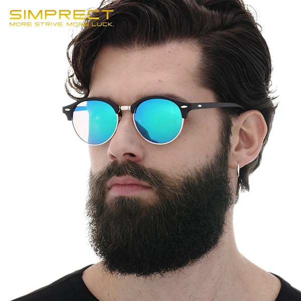 SIMPRECT Polarized Solglasögon Dam UV-skydd Runda solglasögon Män Lyxmärke UV400 Högkvalitativa solglasögon för kvinnor Gold-Black In picture