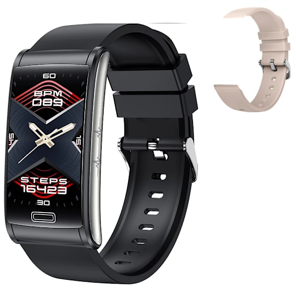 E600 EKG Smart Watch Herr Icke-invasiv Blodsocker Puls Blodtrycksmätare Sportsteg Smartwatch Dam Android add light pink