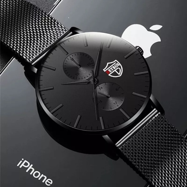 reloj hombre 2023 Herrmode Ultratunna klockor Herr Business Casual Rostfritt stål Mesh bälte Quartz Watch Black Black