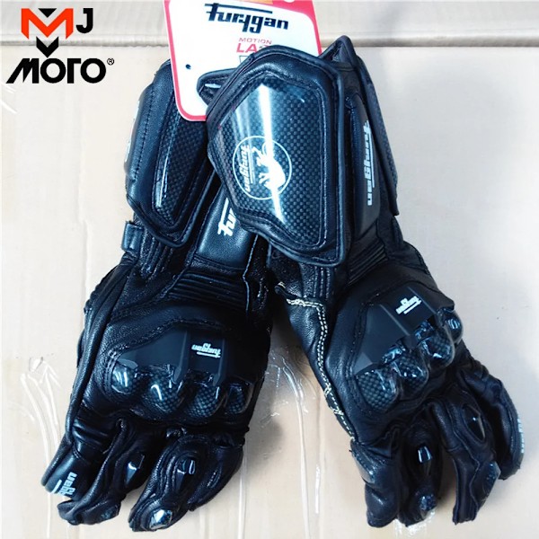 Furygan Handskar Långa Skyddande Motorcykelhandskar Kolfiberhandskar Retro Läderhandskar Motorcykel Cykelhandskar CE-Certifierade Black-AFS-10 XL
