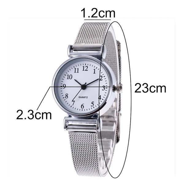 HET FÖRSÄLJNING!!! Dammode Mesh Finlegering Band Strassurtavla Quartz Armband Watch Ny ankomst White