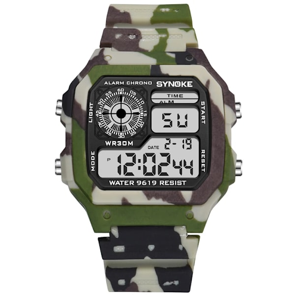 SYNOKE Digital Watch för män Led Vattentät Man Nylon Klockor Lyx Sport Man Armbandsur Stor väckarklocka Relojes Deportivos Ordinally green-k