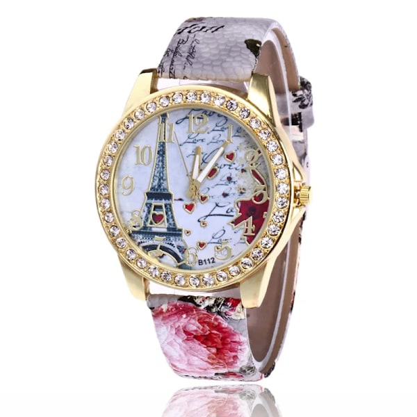 Nya Lyxiga Damklockor Mode Eiffeltornet Diamant Damklocka Flickor Vackert watch Damklänning Klocka Watch Gray