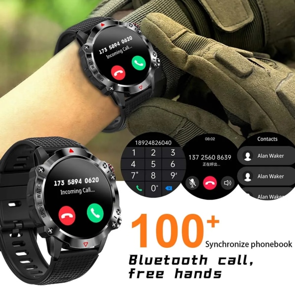 SENBONO HERO Smart Watch för män Utomhus Sport Bluetooth Call Watch 1,39 tums skärm 450mAh IP68 Vattentät Smartwatch Herr Dam black add a strap