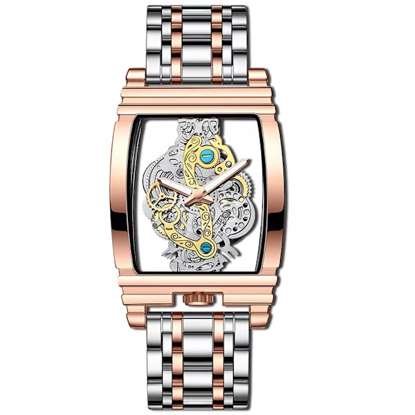 2023 Mode Watch Toppmärke Lyx Sport Kvarts Herrklockor Stål Vattentät ihålig Armbandsur Herr Relogio Masculino Rose gold