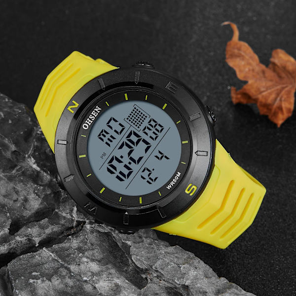 Digital watch Militär Vattentät Sport Märklockor Gult band 50M Dykning Mode Elektroniskt armbandsur Taktiska manklockor Red Black