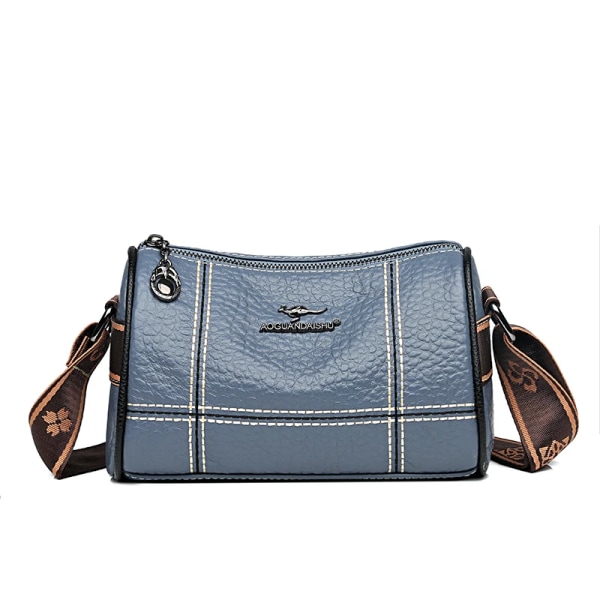 Högkvalitativ enfärgad äkta läder Crossbody-väskor för kvinnor Handväskor i äkta läder Damväskor Kvinnliga Tote Sac Sky Blue 22cm 11cm 14cm