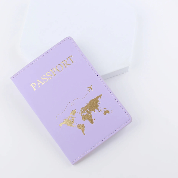 Cover i PU-läder Mode 2022 Case för kvinnor för män Resedokument case A Light Purple