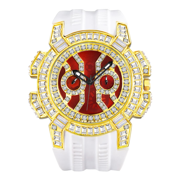 Moissanite Diamond Jacob&Co Mode Watch för män Ny watch Herr Hip Hop Lyx 18K guld Chrono vit gummiröd watch V318-GW