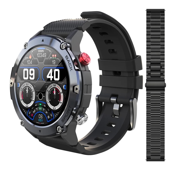 LEMFO LF26 Max Smart Watch Herr Bluetooth Call Smartwatch IP68 Vattentät 360 HD Screen Standby för Android IOS Black black(.317)
