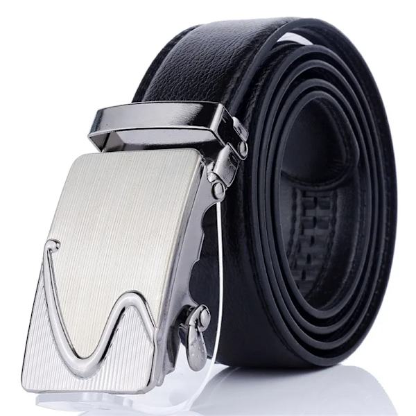 Ny stil 120 cm herrbälte med automatiskt spänne Lyxigt Casual Fashion Business Högkvalitativa midjeband i konstläder Grind Silver5-120cm 120cm