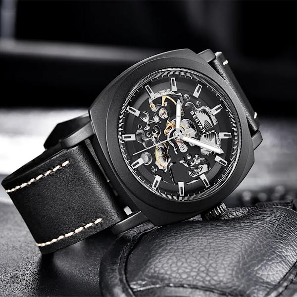 BENYAR Nya Män Mekaniska Klockor Lyx Skeleton Tourbillon Herr Automatisk Watch 30M Vattentät Sportklocka Relogio Masculino white gray