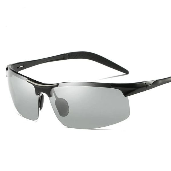 AORON Herr Photochromic Polarized Solglasögon Aluminiumbåge UV400 Solglasögon Herrglasögon Körglasögon Black Frame Package B