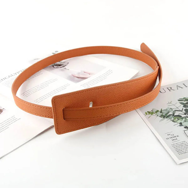Nytt mode Läder Kvinnor Bälte Designer Metallspänne Midjerem Allmatch Dam Klänning Kappa Tröja Dekorativt knuten midjeband Styles 2 Brown 120cm