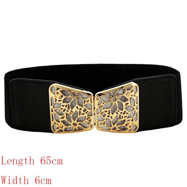 65cm Dammode Elastisk Klassisk svart midjeband Bred midja Stretchbälte för kvinnor Cinch Accessoarer Klänning Kappa Klädbälte Square black(.782) 65cm(65cm-85cm)(.782)