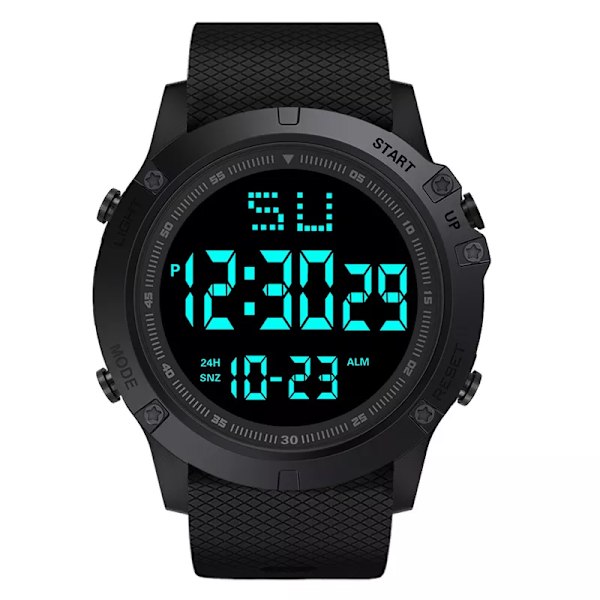YIKAZE Multifunktions Watch för män LED Digital watch Stor urtavla Vattentät Lysande Herr Watch Elektroniska klockor A-Black