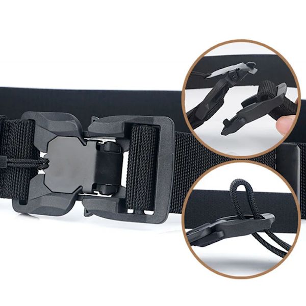 Militärt taktiskt bälte för män, snabbt frigörande magnetiskt spänne Army Outdoor Jakt Multi Canvas Nylon Midjebälten Rem DD Hook Black 45to47inch