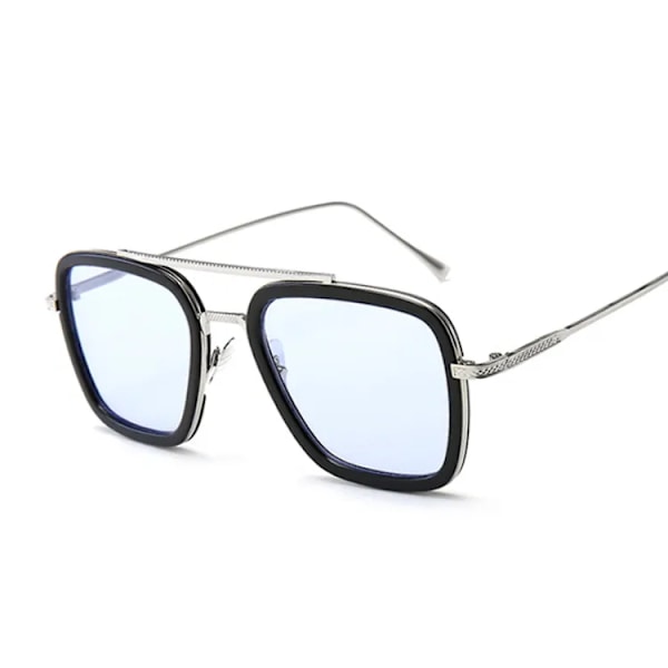 Lyxiga fyrkantiga solglasögon Män Kvinnor Märke Designer Retro Legeringsbåge Stora solglasögon Vintage Gradient Man Kvinna Oculos Feminino SilverBlackBlue Other