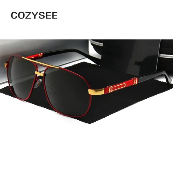 Polariserade solglasögon Lins Brand Design Templar Solglasögon Spegelglasögon Oculos de sol red PC case