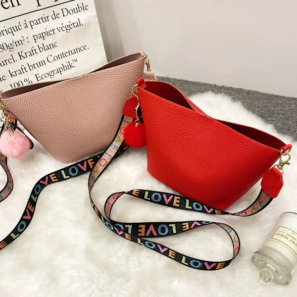 Mode Enkel axelväska Casual Litchi-mönster Crossbody-väskor för kvinnor Dam Designer Handväskor Dam Messenger Bags Pink
