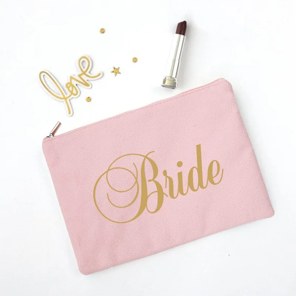 Team Bride Sminkväska Bachelorette Party Kosmetiska väskor Brudtärna Toalettartiklar Organizer Kvinnlig Förvaring Case Bröllopspresenter W01000-TBPK-D