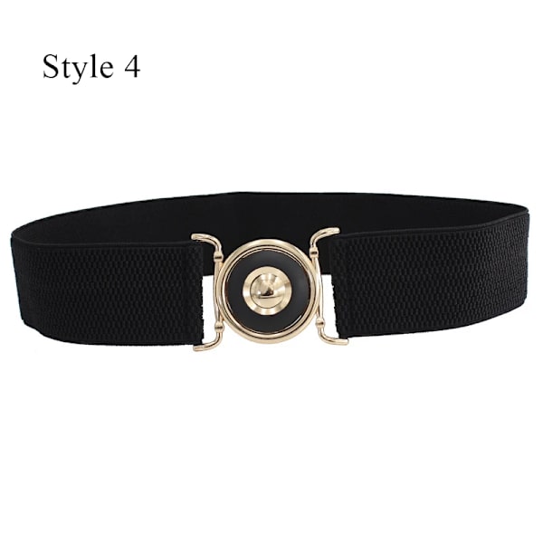 65 cm Klassisk svart korsett Elastiska bälten för kvinnor blad Metallspänne Stretchbälte Cummerband Bred bälte Klänning Kappa Midjeband style 4 one size
