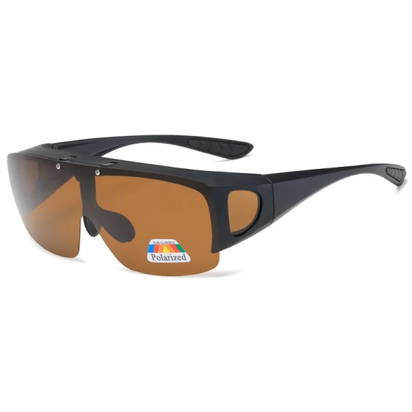 UVLAIK 2021 Flip Up Polarized Solglasögon Kvinnor Män Night Vision Glasögon Glasögon Utomhuskörning Fotokromisk passform över solglasögon Brown Polarized