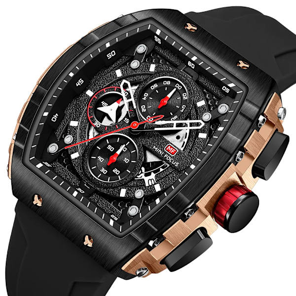 Herrklockor Mode Sport Watch för män Lyxigt toppmärke Vattentäta armbandsur Svart silikonarmband Relogio Masculino MF0399G01B