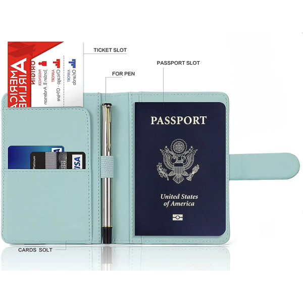Nytt premium läder passhållarfodral Case resevattentät RFID-blockerande passhållare plånböcker med pennhållare Type1 Pink