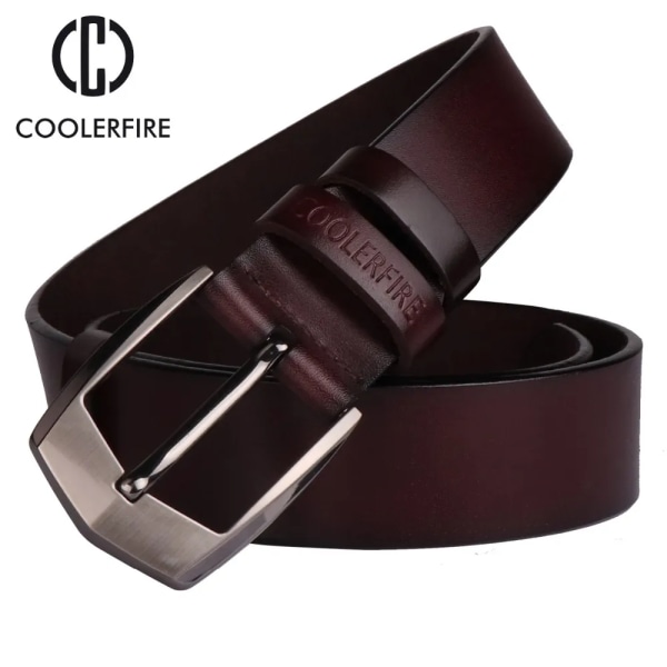 Coolerfire män högkvalitativt bälte i äkta läder lyxiga designerbälten män kosnmode Strap hane Jeans för män cowboy HQ043 BLACK 130cm