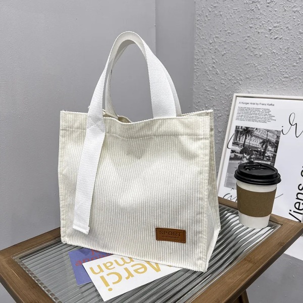 Kvinnors Canvas Casual Tote Bag Retro Art Canvas Crossbody-väskor för kvinnor Manchester Dragkedja Handväskor Lyx Designer Sac White B