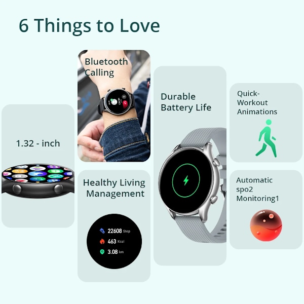 COLMI i20 Smart Watch Herr 1,32 tum 360*360 skärm Bluetooth Ring Puls Sömn Fitness Tracker Smartwatch Dam Black
