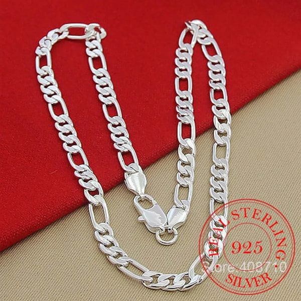 925 Sterling Silver 6mm/8mm Kedja i sidled Halsband Man Kvinna Senior Lyx Smycken Statement Halsband 6MM 55cm