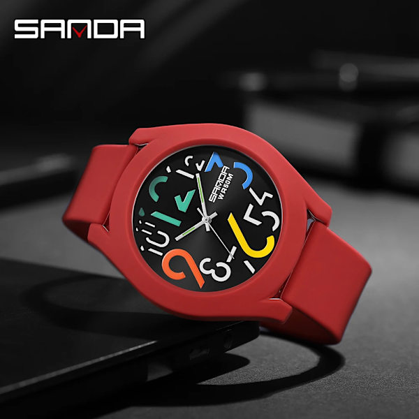 Sanda Watch Silikonrem Vattentät Watch Creative Simple Girl Watch 2023 Nytt mode Vit Casual Quartz Clock 9021 Red