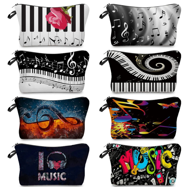 Högkvalitativ organizer Bärbart case Piano Gitarrmålning Dam Sminkväska Värmeöverföring Musiknoter Print Kosmetiska väskor hz3213 Music Bag